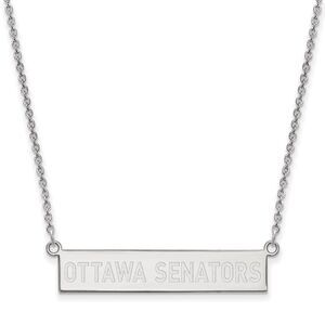 Sterling Silver NHL Ottawa Senators Small Bar Necklace, 18 In